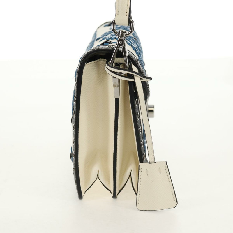 【日本直送】PRADA 單肩包 Safiano 皮革 白色 銀色 正品 147525V-3