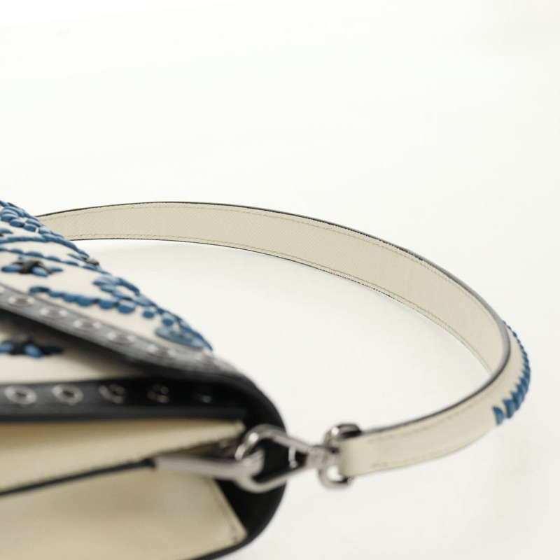 【日本直送】PRADA 單肩包 Safiano 皮革 白色 銀色 正品 147525V-13