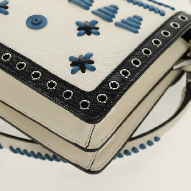 【日本直送】PRADA 單肩包 Safiano 皮革 白色 銀色 正品 147525V-17