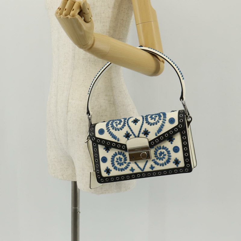 【日本直送】PRADA 單肩包 Safiano 皮革 白色 銀色 正品 147525V-28