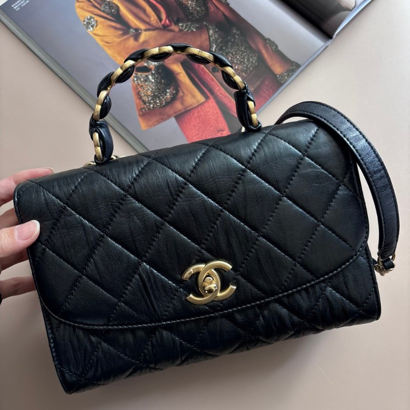 ::CHANEL:: AS2478 經典雙C LOGO菱格皺紋小羊皮仿舊金鍊手提/斜背包-1