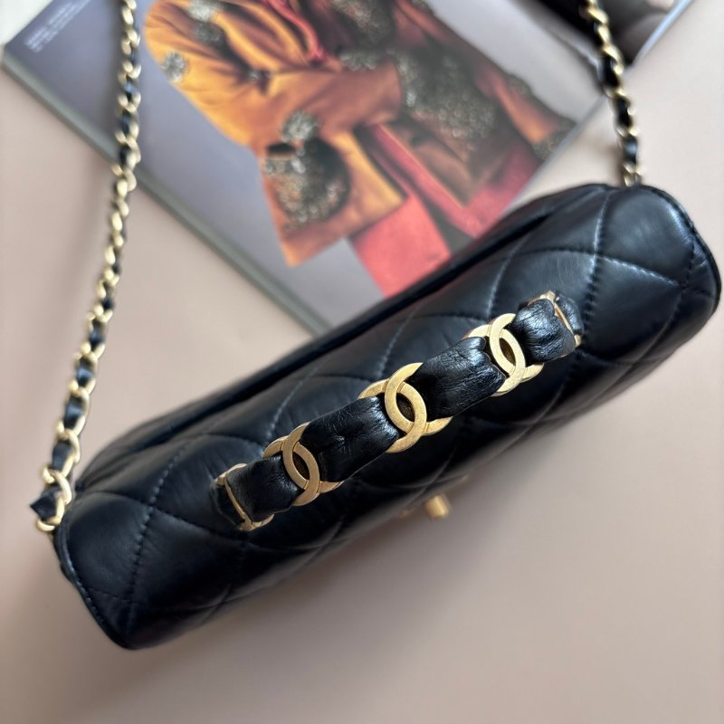 ::CHANEL:: AS2478 經典雙C LOGO菱格皺紋小羊皮仿舊金鍊手提/斜背包-3