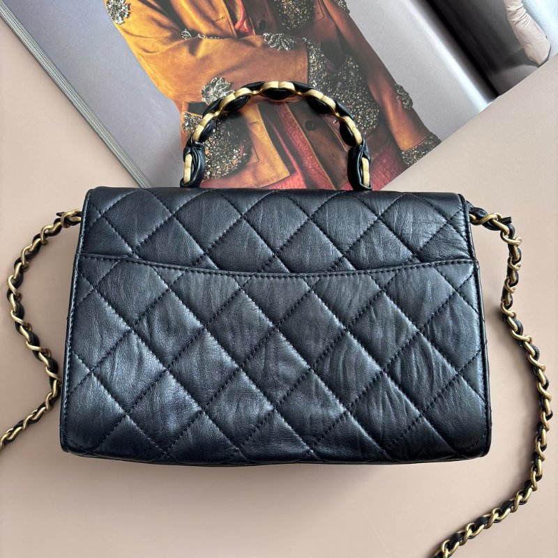 ::CHANEL:: AS2478 經典雙C LOGO菱格皺紋小羊皮仿舊金鍊手提/斜背包-4