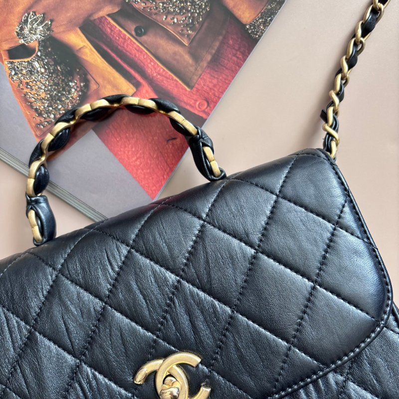 ::CHANEL:: AS2478 經典雙C LOGO菱格皺紋小羊皮仿舊金鍊手提/斜背包-5