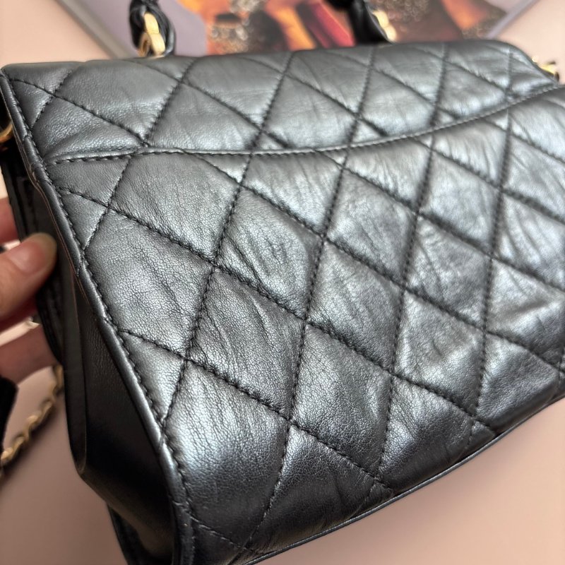::CHANEL:: AS2478 經典雙C LOGO菱格皺紋小羊皮仿舊金鍊手提/斜背包-9