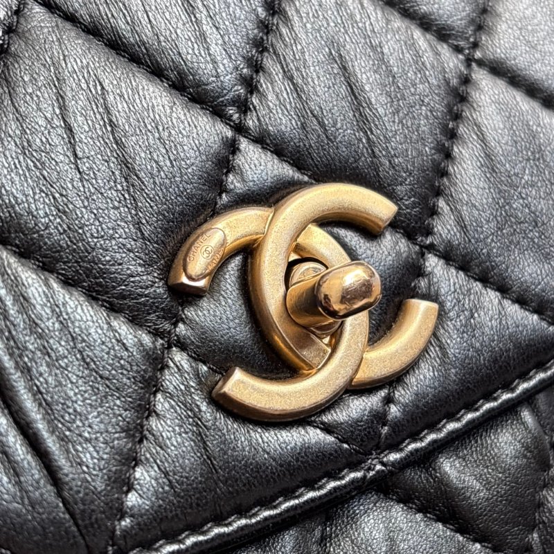 ::CHANEL:: AS2478 經典雙C LOGO菱格皺紋小羊皮仿舊金鍊手提/斜背包-18