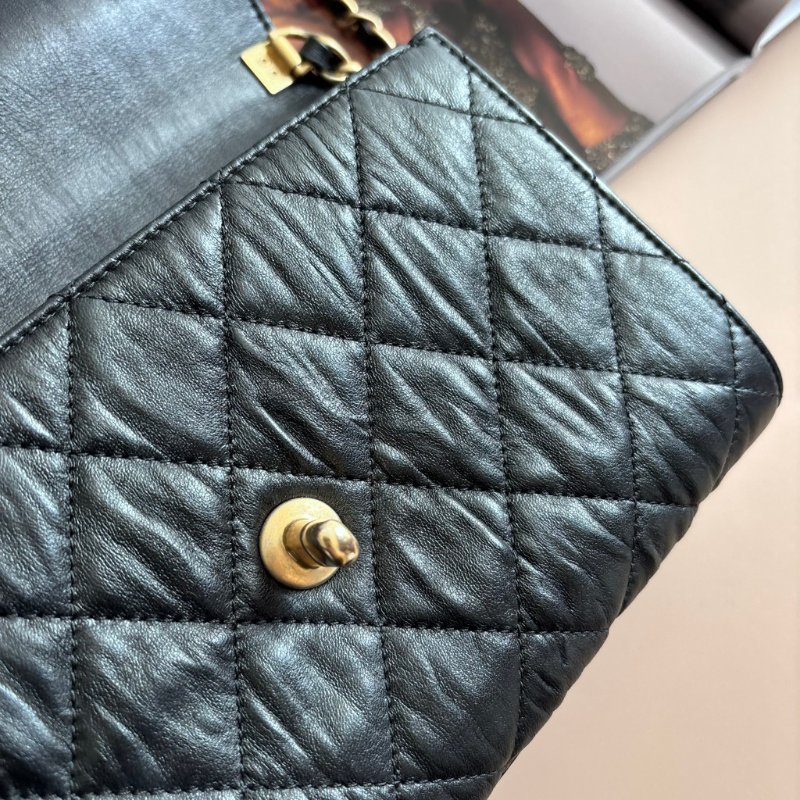 ::CHANEL:: AS2478 經典雙C LOGO菱格皺紋小羊皮仿舊金鍊手提/斜背包-21