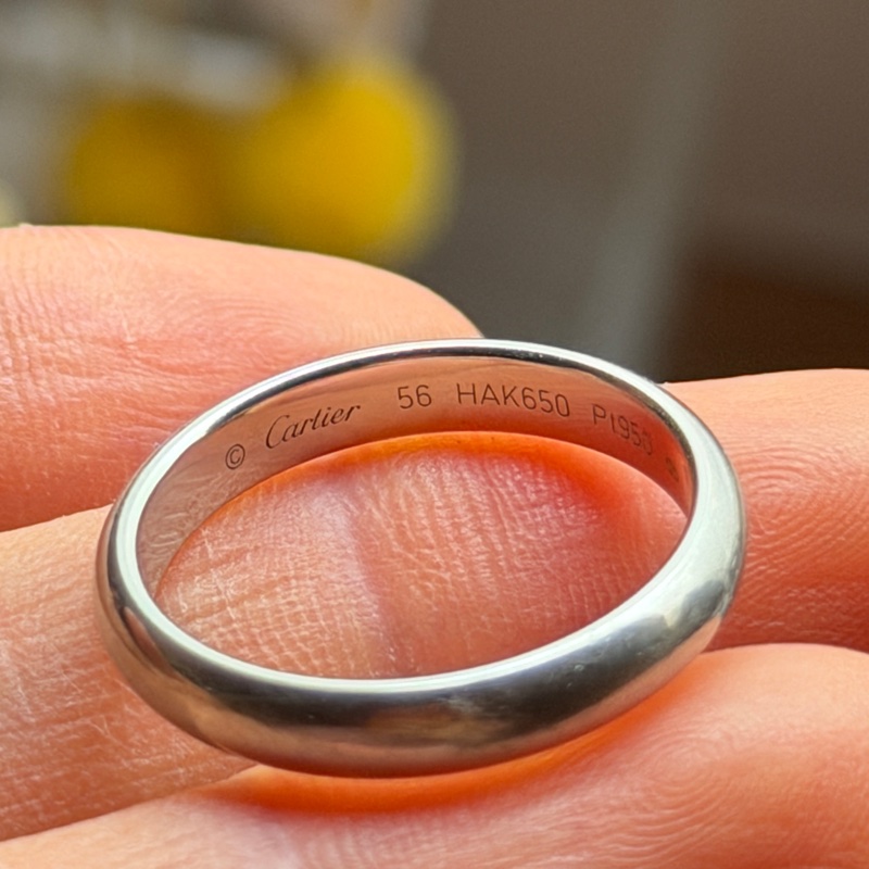 Cartier卡地亞1895鉑金戒指/男戒/戒圍56-11