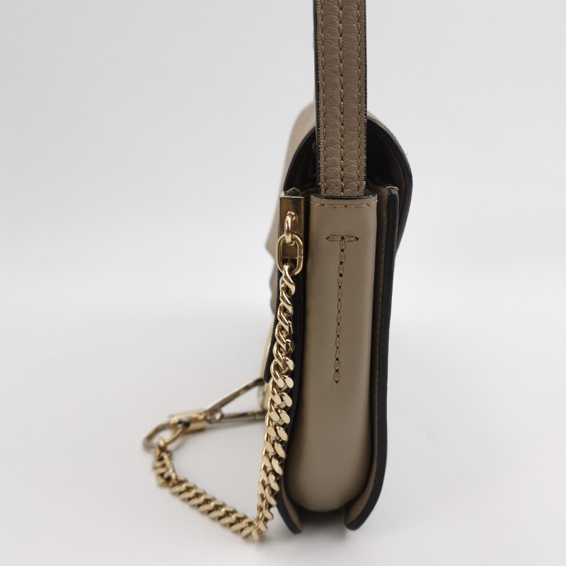 Chloe Faye小號牛皮翻毛皮拼皮鏈條扣飾斜挎包單肩包-2