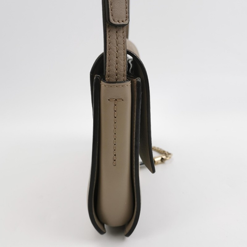 Chloe Faye小號牛皮翻毛皮拼皮鏈條扣飾斜挎包單肩包-3