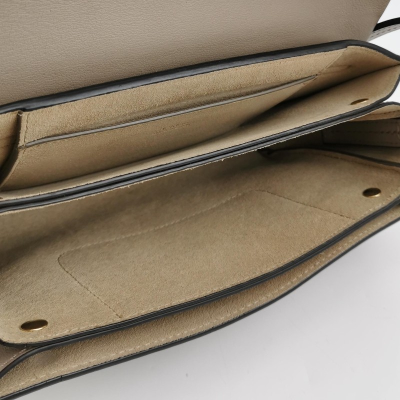 Chloe Faye小號牛皮翻毛皮拼皮鏈條扣飾斜挎包單肩包-6