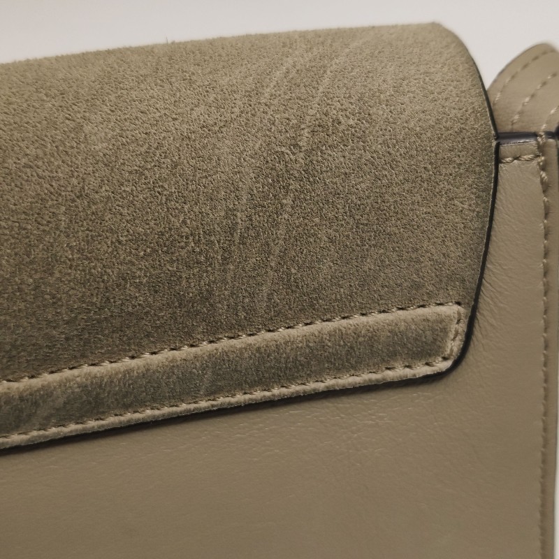 Chloe Faye小號牛皮翻毛皮拼皮鏈條扣飾斜挎包單肩包-15