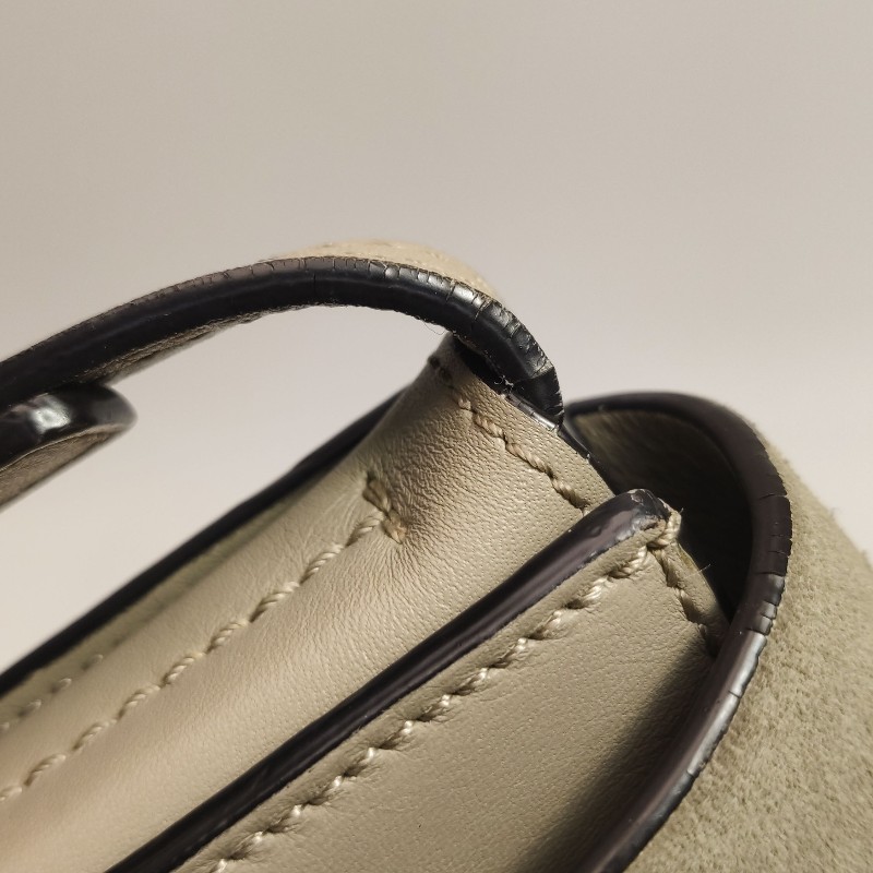 Chloe Faye小號牛皮翻毛皮拼皮鏈條扣飾斜挎包單肩包-19