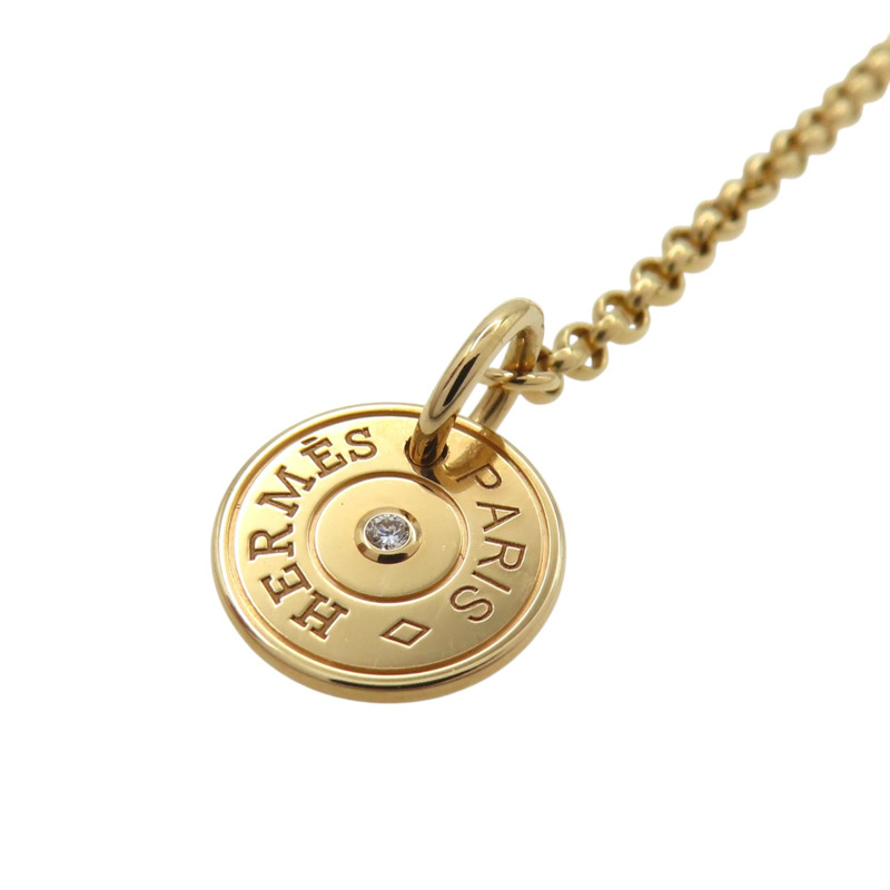 18K玫瑰金 單鑽 Gambade Diamond 項鍊【HERMES 愛馬仕】-4