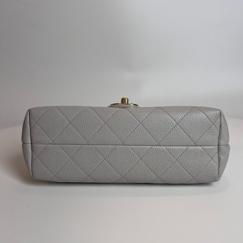 CHANEL 29開 灰CF荔枝菱格紋金鍊條包-4