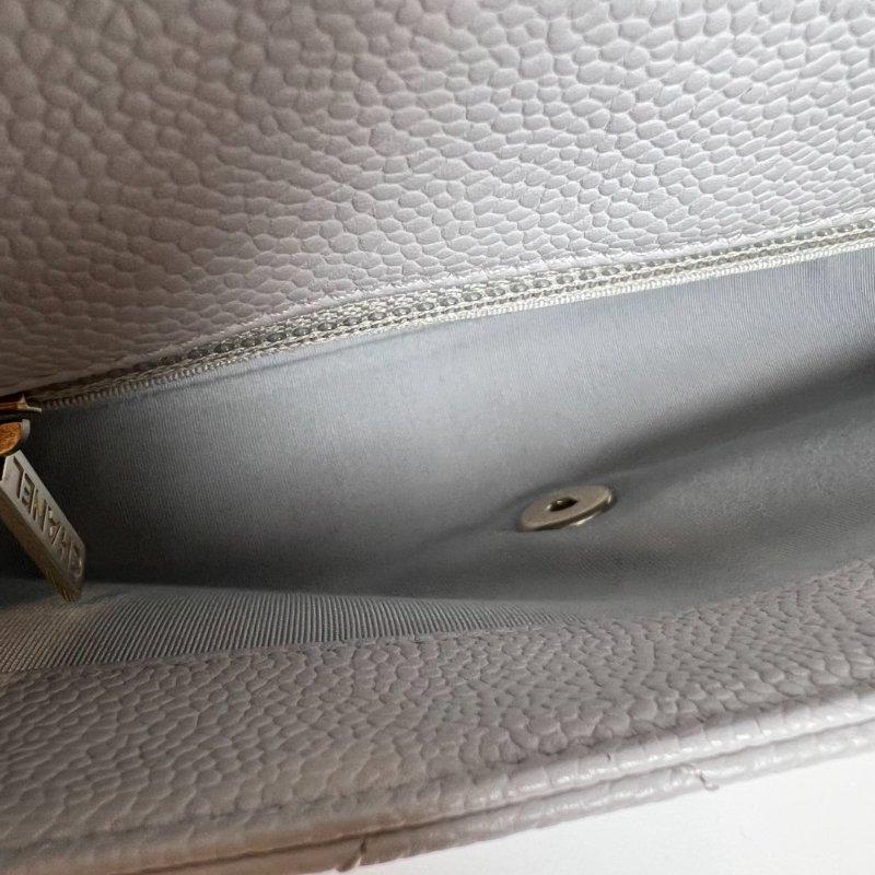 CHANEL 29開 灰CF荔枝菱格紋金鍊條包-8