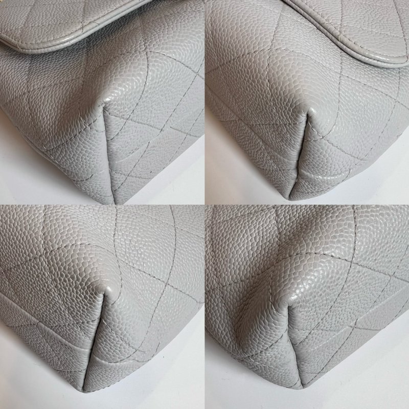 CHANEL 29開 灰CF荔枝菱格紋金鍊條包-16