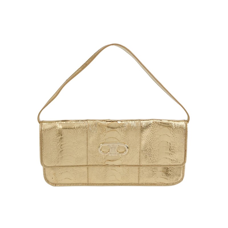 Celine鱷魚皮純色凱旋門Logo單肩包-0