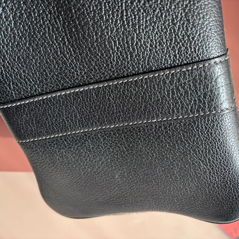 ::HERMES:: 愛馬仕熊貓色帆布/黑色Garden Party 36 銀扣 手提包-31