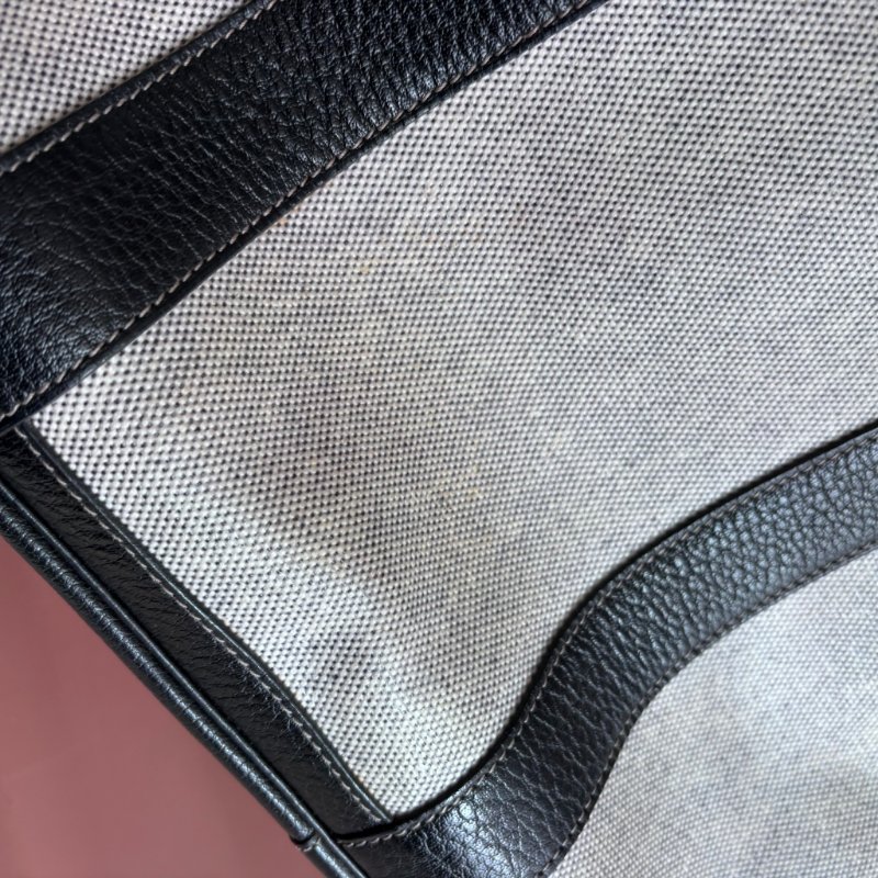 ::HERMES:: 愛馬仕熊貓色帆布/黑色Garden Party 36 銀扣 手提包-33