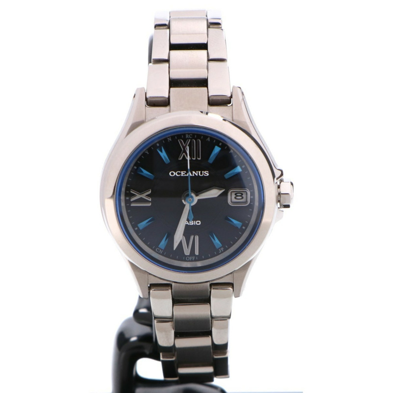 卡西歐 OCEANUS OCW-70J-1AJF 日期顯示太陽能電波腕錶，銀色，女款-1