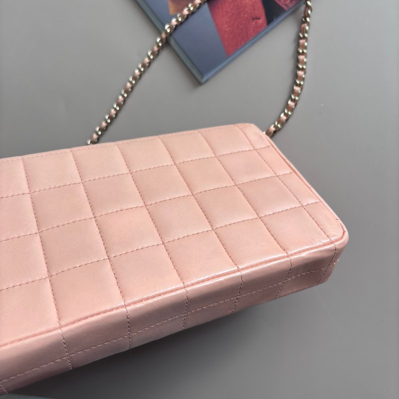 ::CHANEL:: Vintage Chocolate Bar 冰塊格粉膚色腋下鏈包 冰格包 冰塊包-5