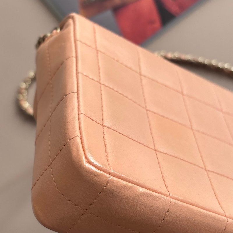 ::CHANEL:: Vintage Chocolate Bar 冰塊格粉膚色腋下鏈包 冰格包 冰塊包-15