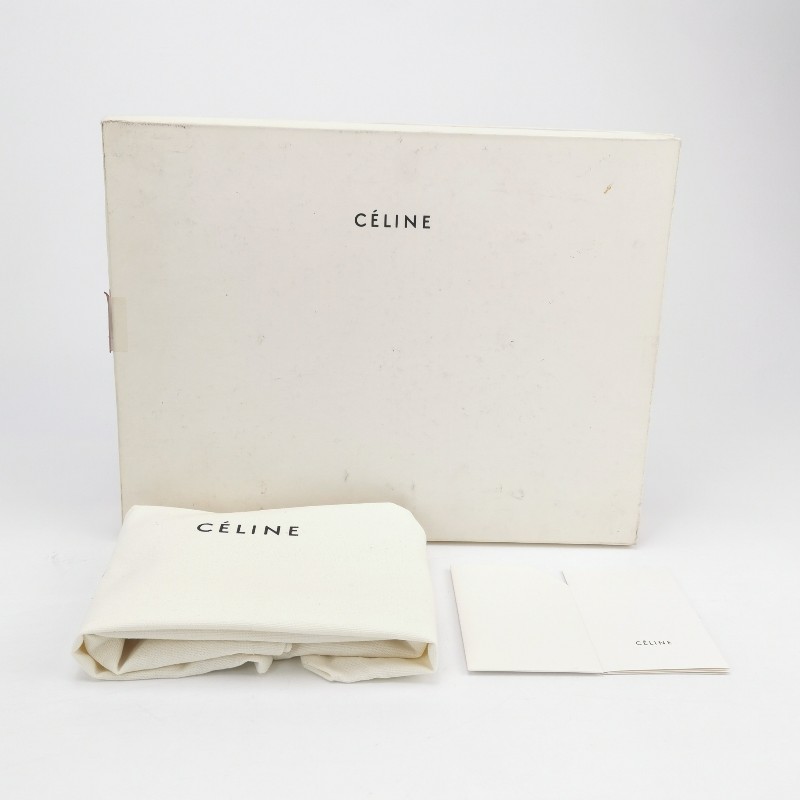 Celine Diamond牛皮翻毛皮拼色金屬扣單肩包-8