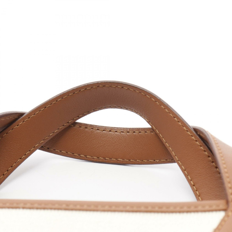 愛馬仕 H en Biais PM 手提包 Z Swift 皮革盥洗包 H 棕色 Ecru 二手女士-6