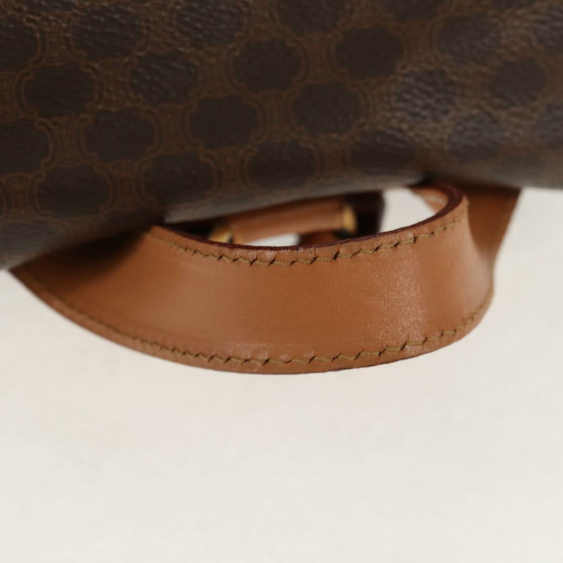 【日本直送】CELINE Macadam帆布雙肩包 PVC皮革 棕色 金色 Auth am9264-6