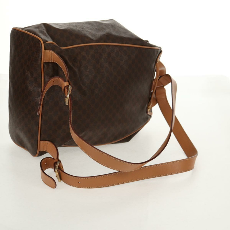 【日本直送】CELINE Macadam帆布雙肩包 PVC皮革 棕色 金色 Auth am9264-7