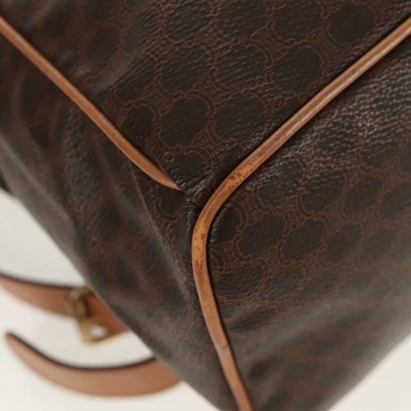 【日本直送】CELINE Macadam帆布雙肩包 PVC皮革 棕色 金色 Auth am9264-15