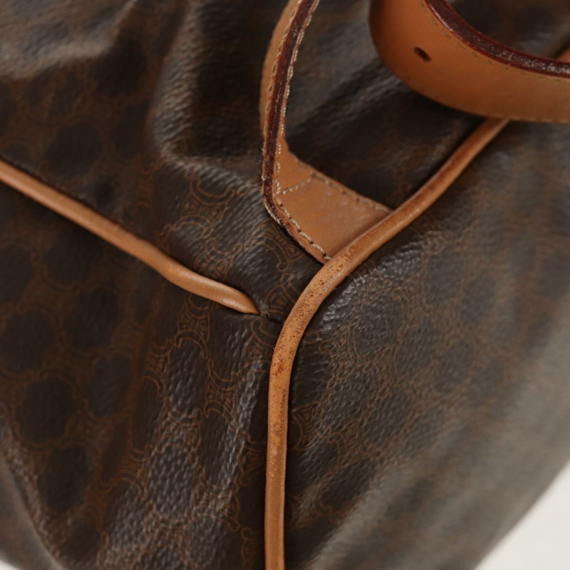 【日本直送】CELINE Macadam帆布雙肩包 PVC皮革 棕色 金色 Auth am9264-17