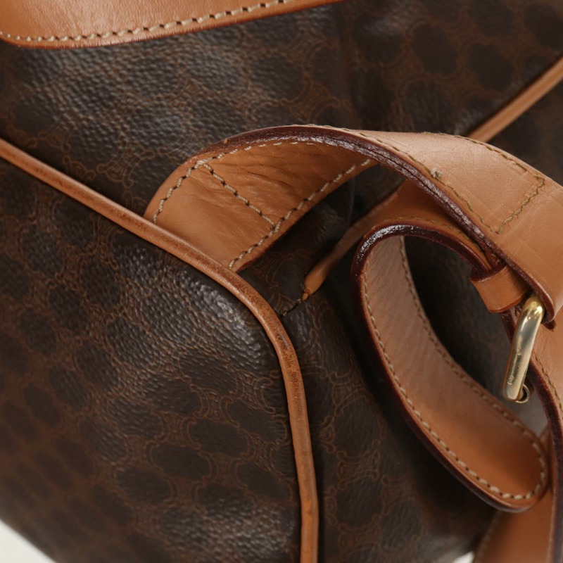 【日本直送】CELINE Macadam帆布雙肩包 PVC皮革 棕色 金色 Auth am9264-18