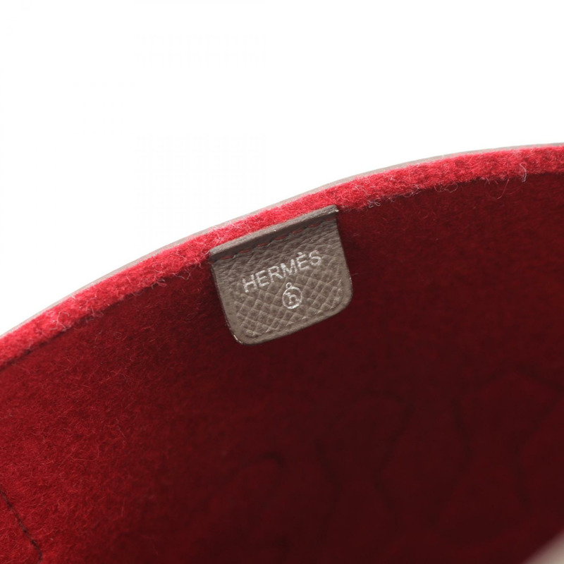 愛馬仕 Petit H 手提包，Epsom 皮革，毛氈材質，棕色、紅色、灰褐色，二手女款-3