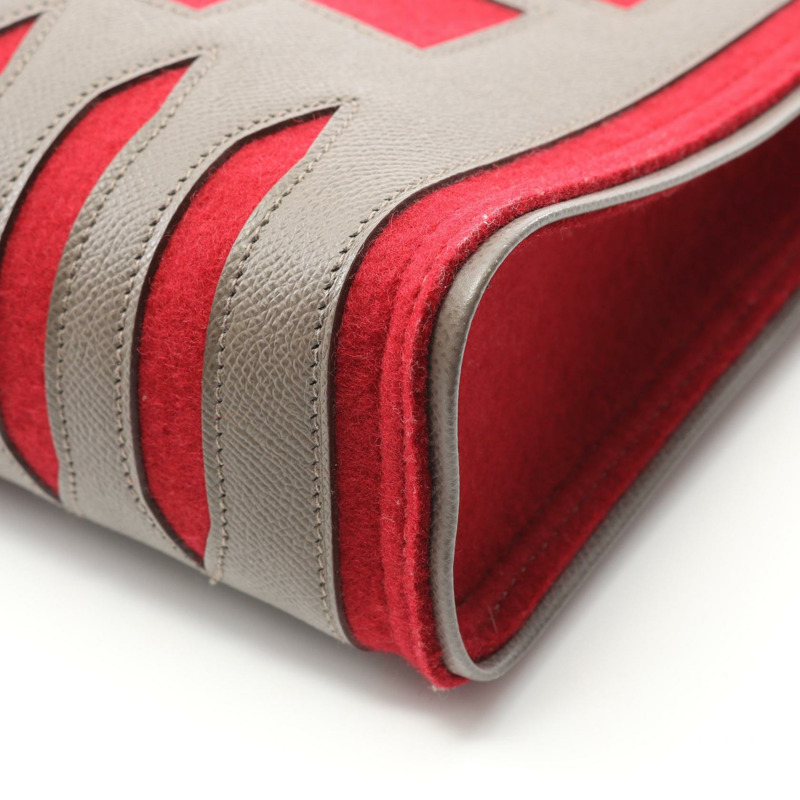 愛馬仕 Petit H 手提包，Epsom 皮革，毛氈材質，棕色、紅色、灰褐色，二手女款-4