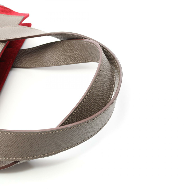 愛馬仕 Petit H 手提包，Epsom 皮革，毛氈材質，棕色、紅色、灰褐色，二手女款-5