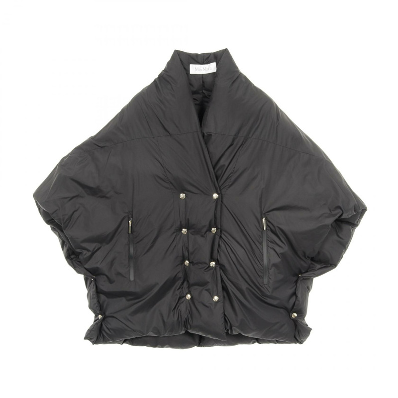 MAX MARA 酪梨綠羽絨披肩外套，聚酯材質，黑色，二手，女款，均碼-0