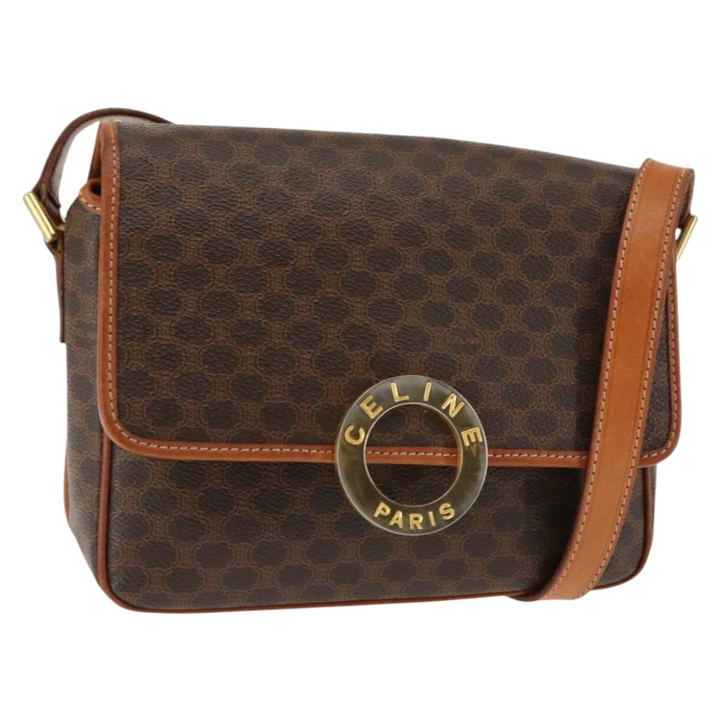 【日本直送】CELINE Macadam帆布圓形肩背包 PVC皮革 棕色 金色 正品 147158-0