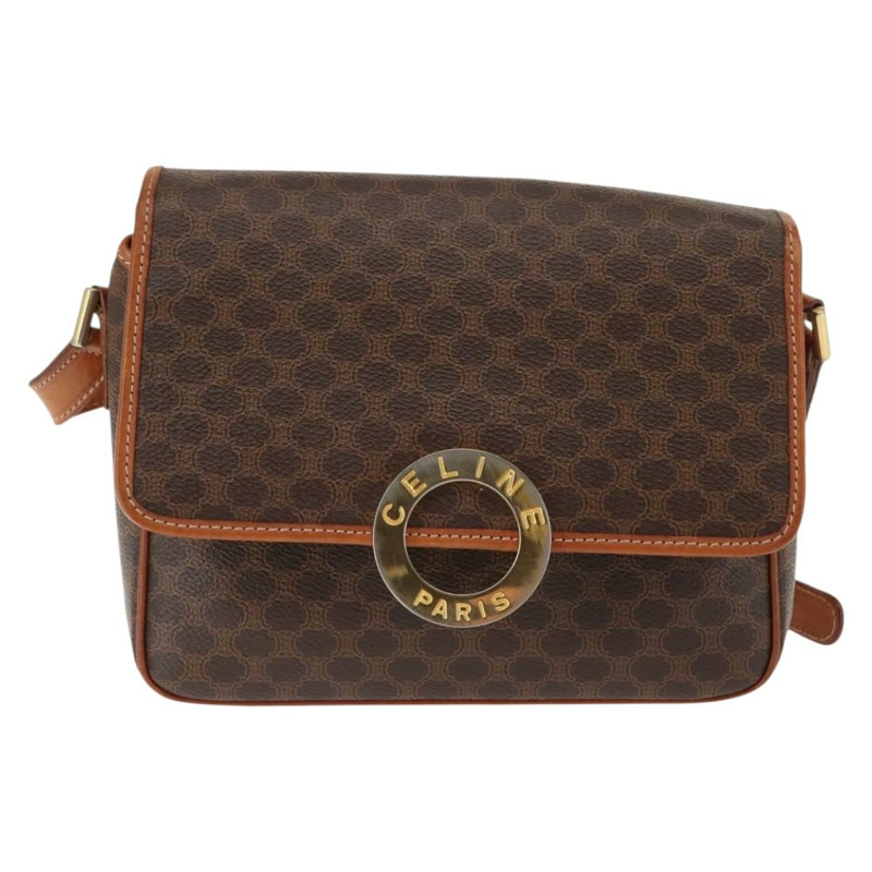 【日本直送】CELINE Macadam帆布圓形肩背包 PVC皮革 棕色 金色 正品 147158-12