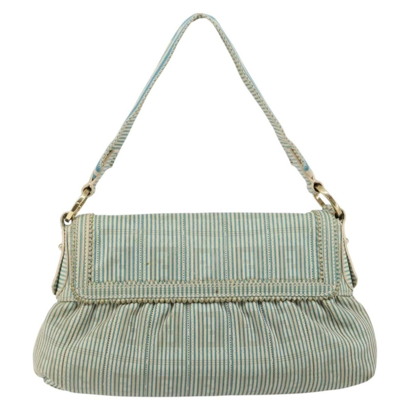 【日本直送】FENDI Zucca帆布主廚包款單肩包 藍色金 正品 147640-1