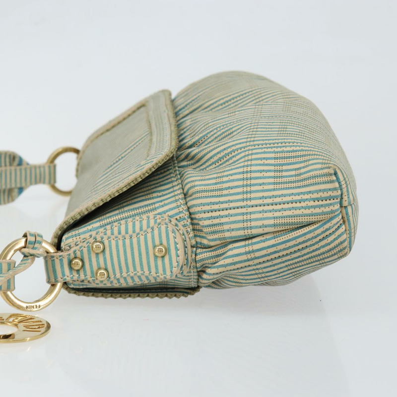 【日本直送】FENDI Zucca帆布主廚包款單肩包 藍色金 正品 147640-3