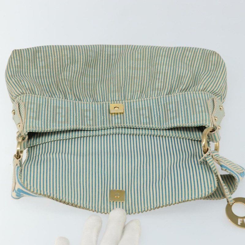 【日本直送】FENDI Zucca帆布主廚包款單肩包 藍色金 正品 147640-9