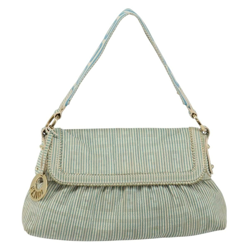 【日本直送】FENDI Zucca帆布主廚包款單肩包 藍色金 正品 147640-12