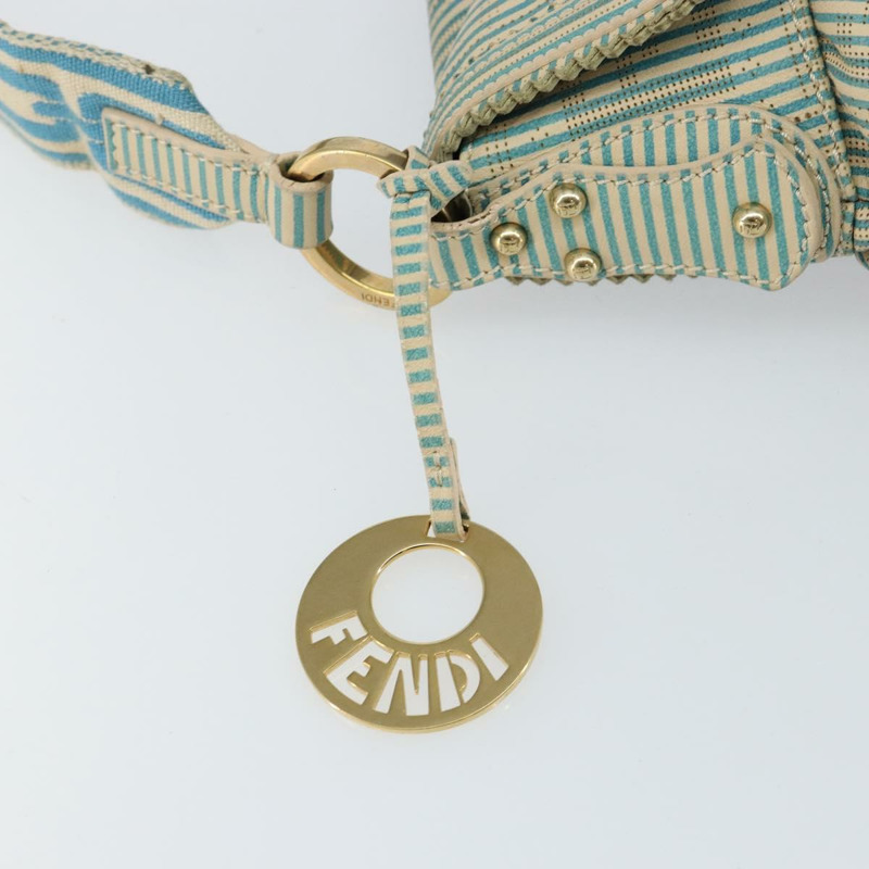 【日本直送】FENDI Zucca帆布主廚包款單肩包 藍色金 正品 147640-16