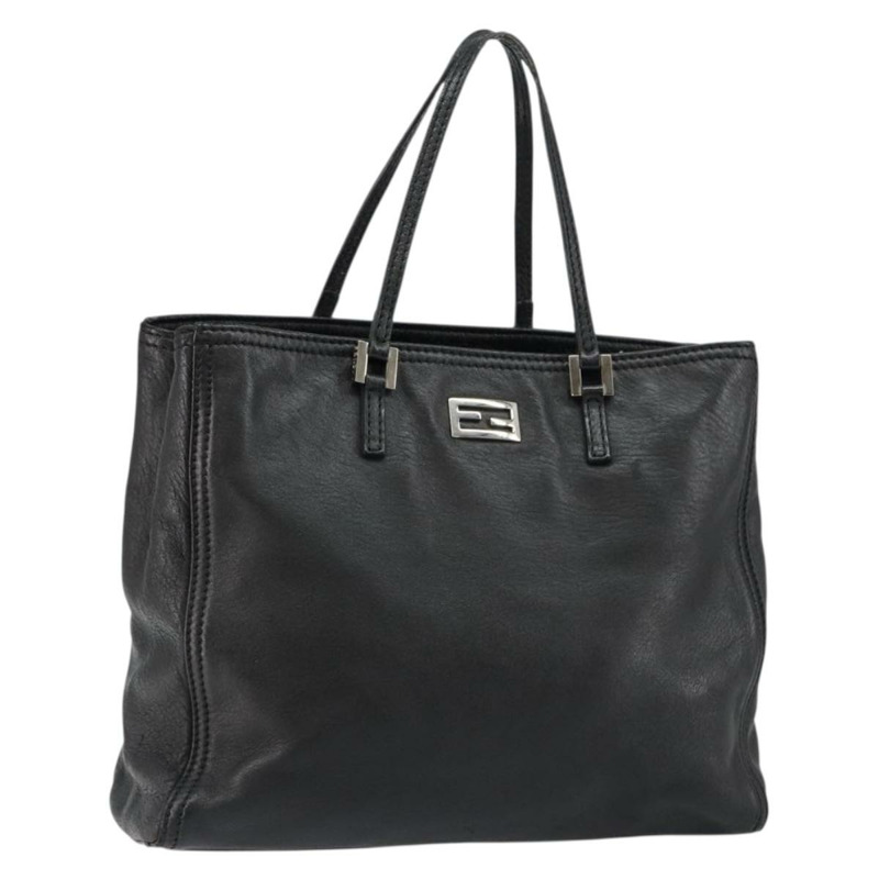 【日本直送】FENDI 手提包 皮革 黑色 銀色 正品 147641-0