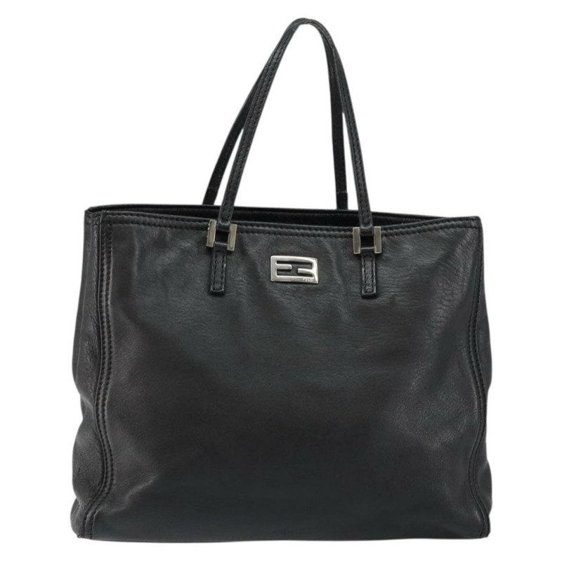 【日本直送】FENDI 手提包 皮革 黑色 銀色 正品 147641-12