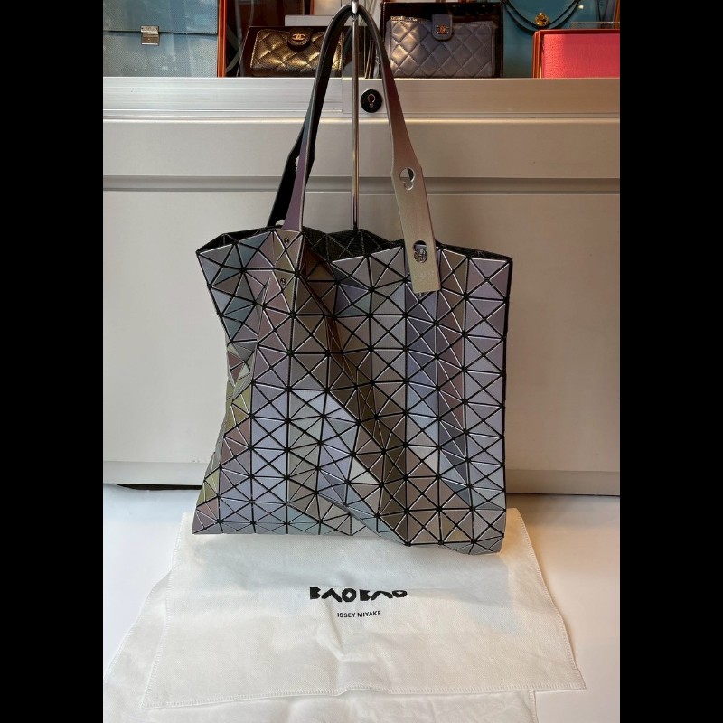 Issey Miyake BAOBAO 閃彩灰格托特包 10×10（小格）-3