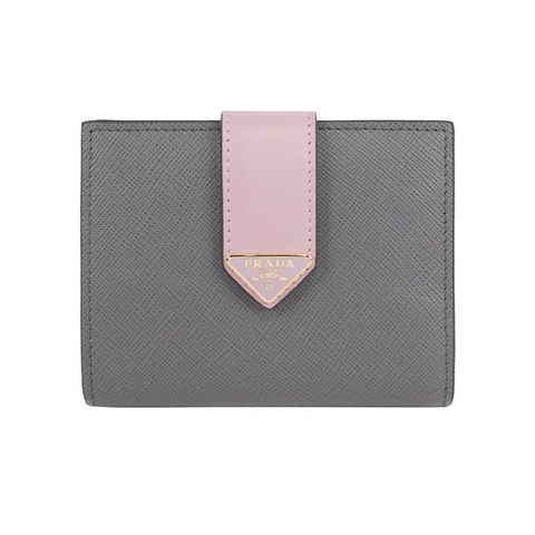 琺瑯三角Logo 撞色二折零錢袋短夾(石板灰/雪花石膏粉)