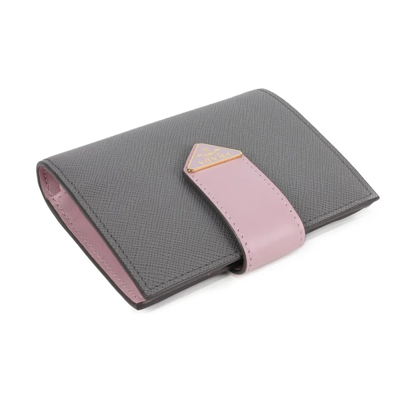 琺瑯三角Logo 撞色二折零錢袋短夾(石板灰/雪花石膏粉)-4